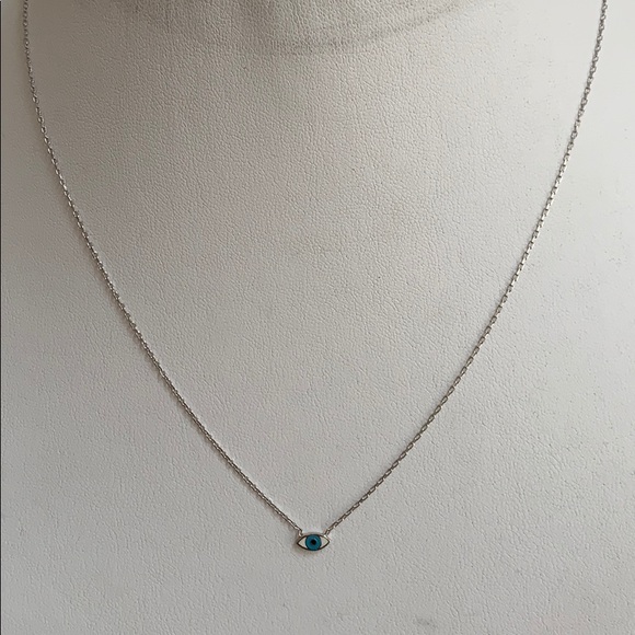 Dainty Sterling silver Evil Eye Necklace 18” 1pc - Picture 4 of 9